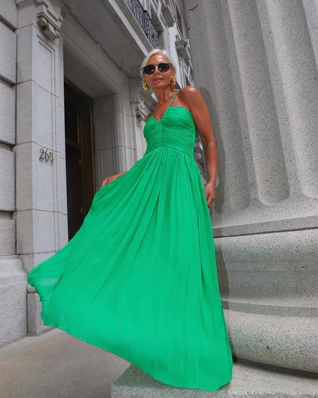 Emerald Green One-Shoulder Maxi Dress Wedding Guest Outfit