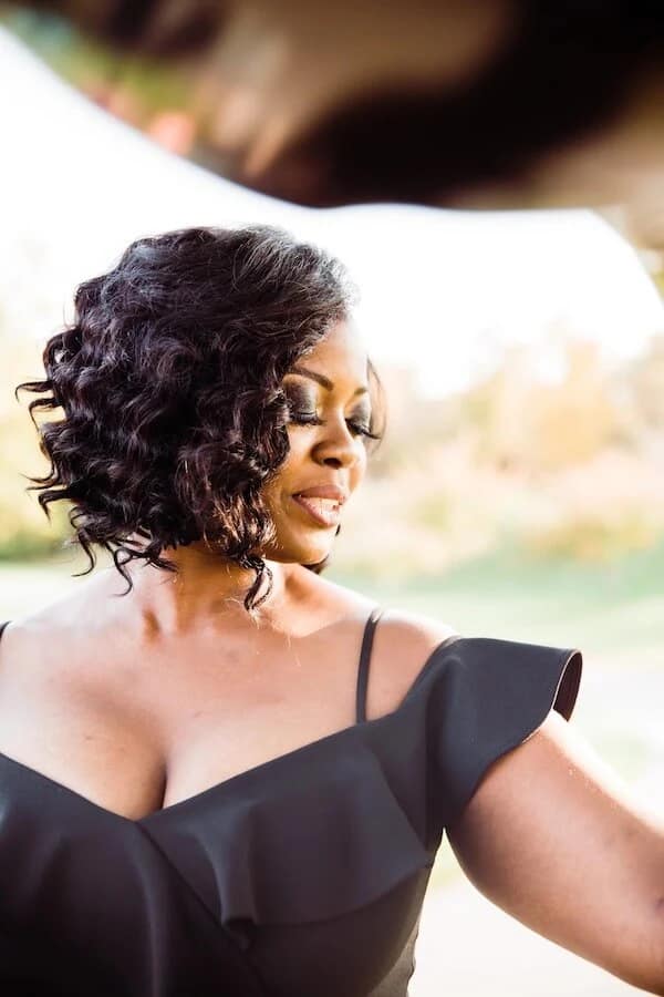 Black Off-Shoulder Bow Dress Wedding Guest Outfit