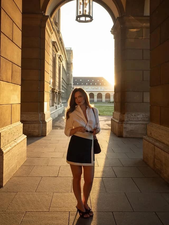 White Shirt Navy Mini Skirt Outfit for European Summer