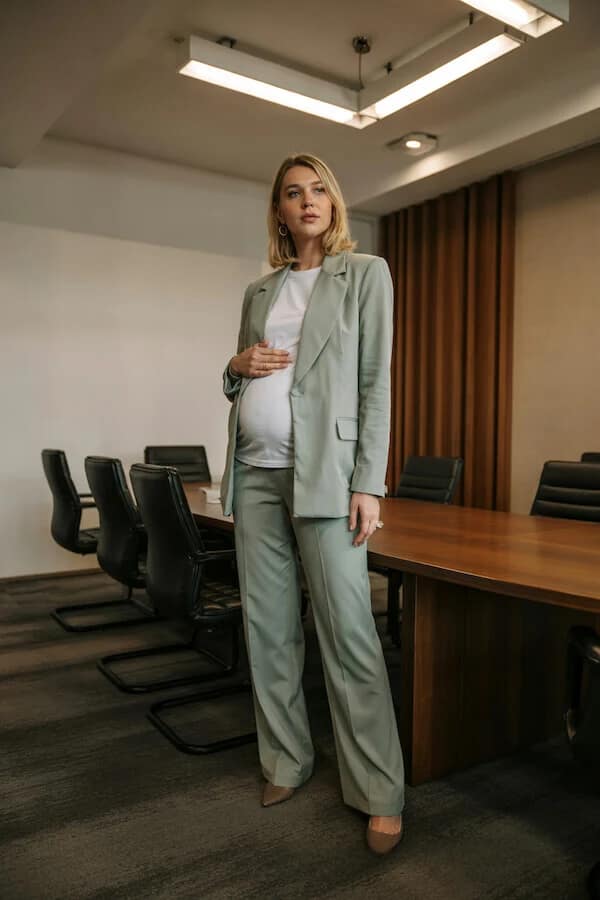 Sage Green Suit Outfit with Wide-Leg Trousers