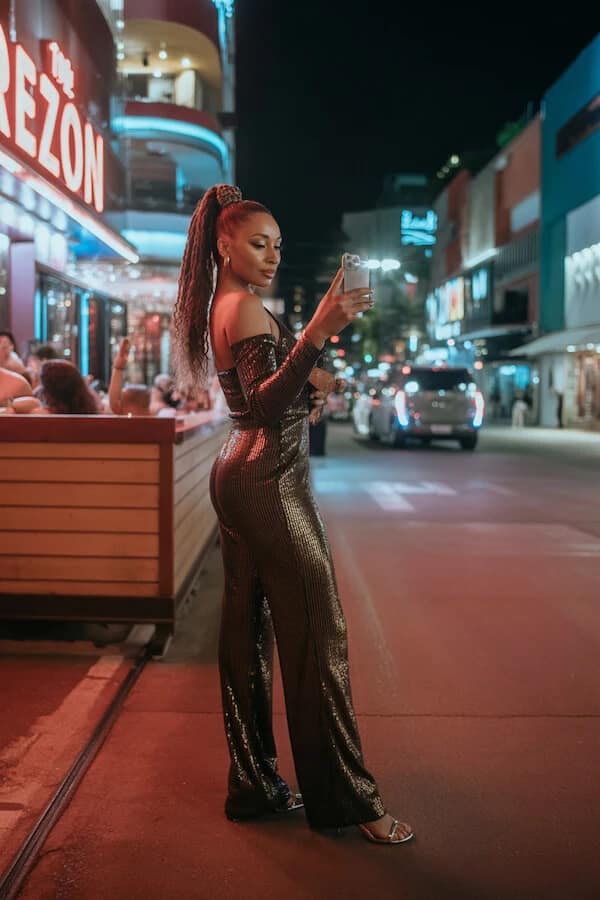Black Sequin Off-Shoulder Jumpsuit Party Outfit