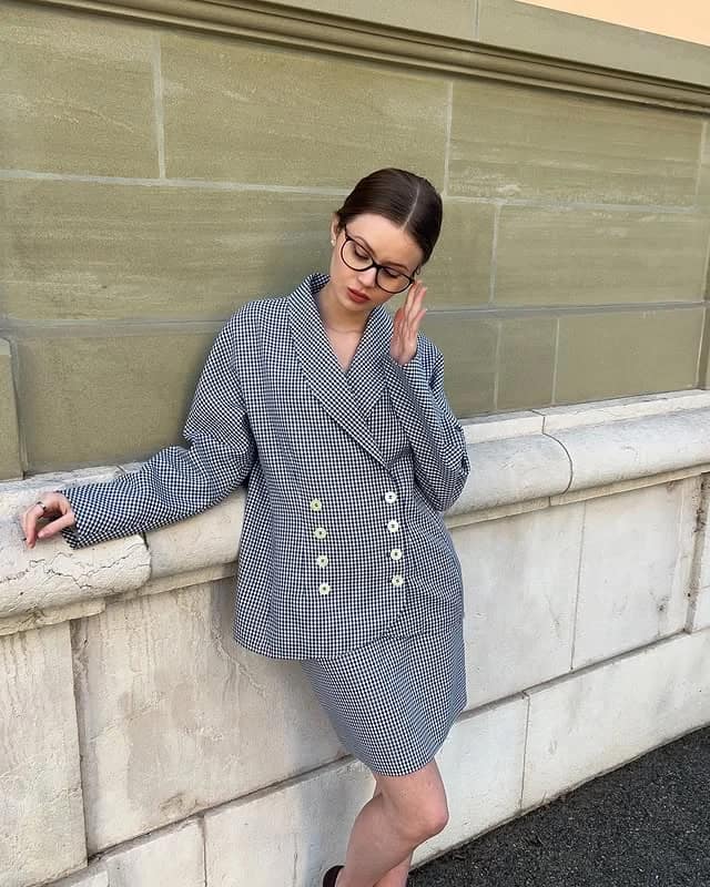 Black White Gingham Check Blazer Shorts Co-Ord Outfit