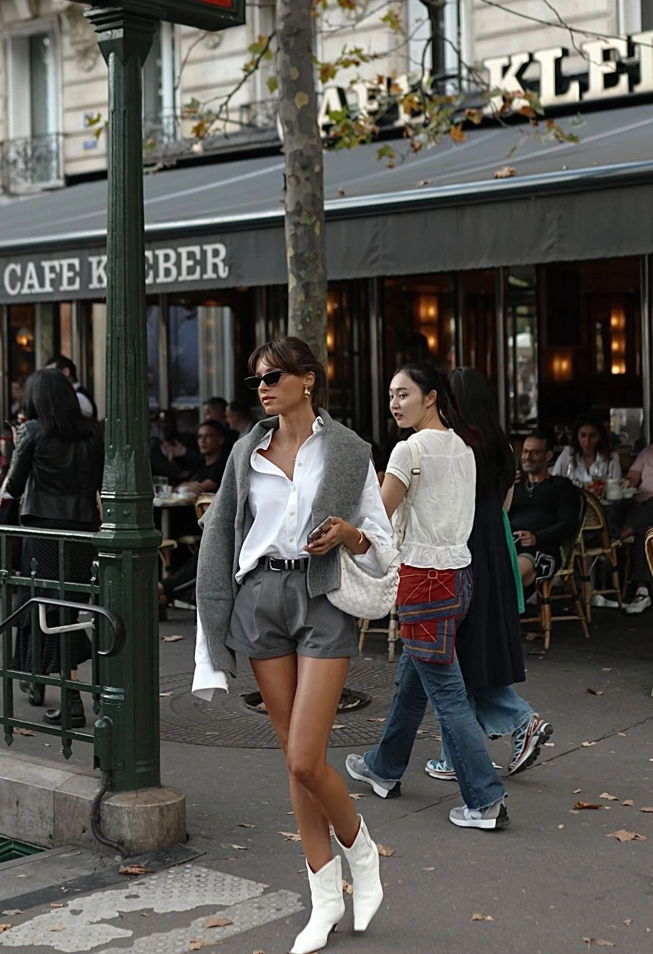 Grey Blazer White Shirt Tailored Shorts Outfit