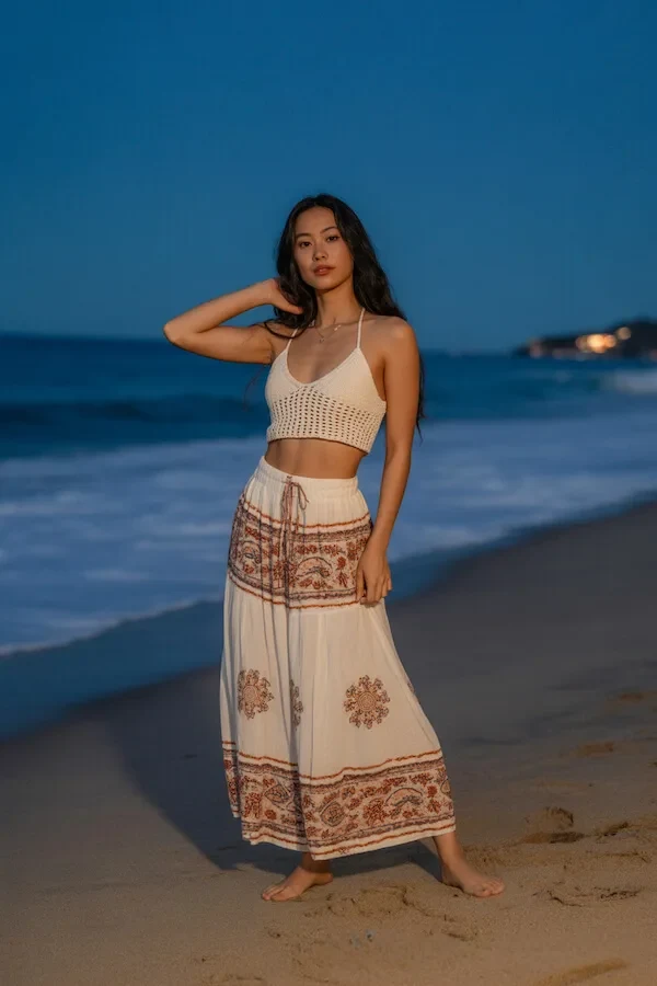 Crochet Crop Top Beach Trousers Outfit