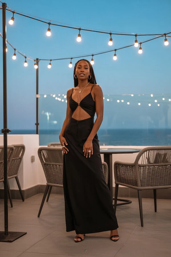 Black Cut-Out Maxi Dress for Vacation Evening