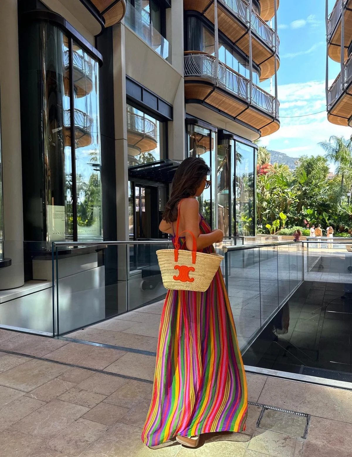 Multicolor Striped Maxi Dress Vacation Outfit