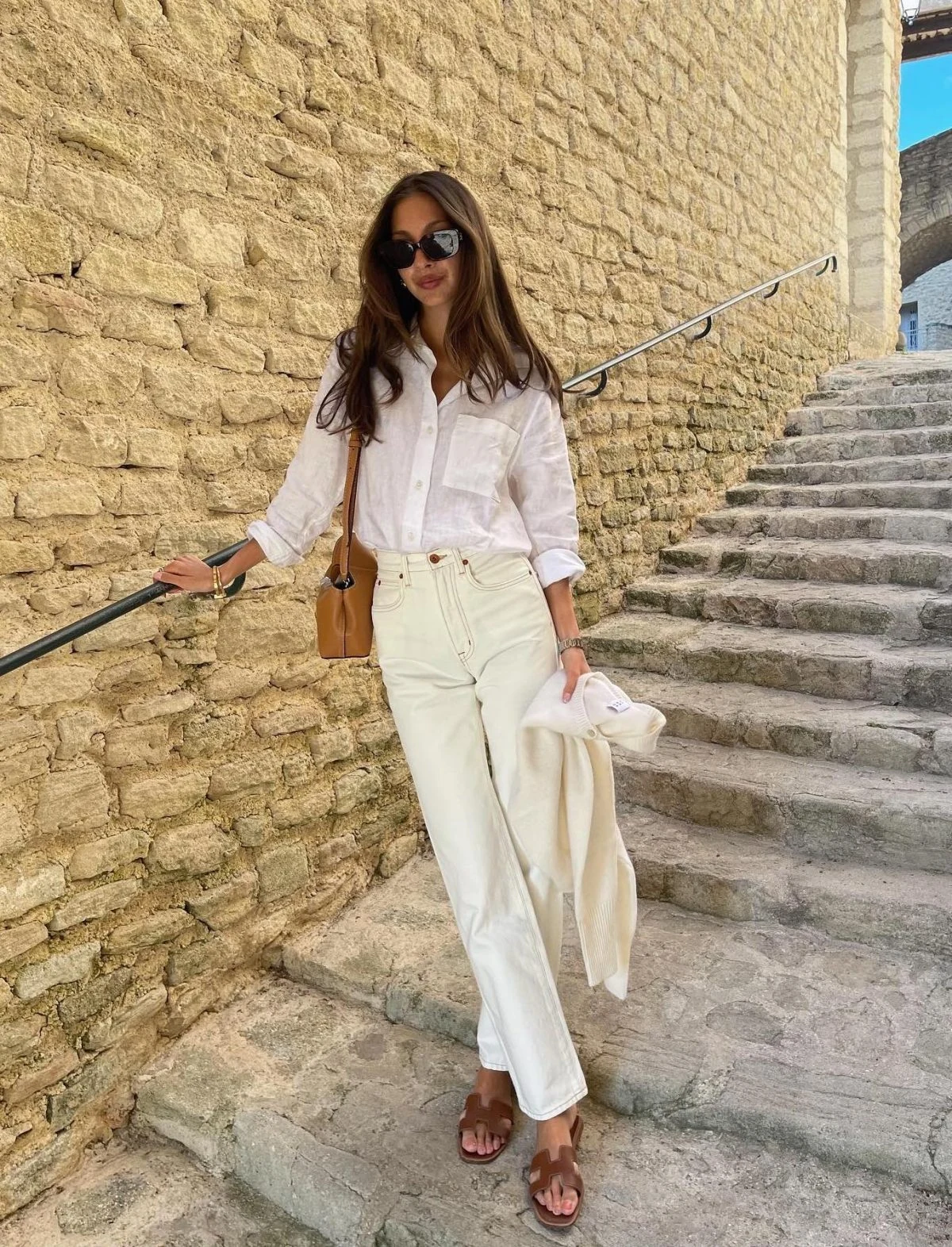 White Linen Shirt Cream Wide-Leg Trousers Summer Outfit