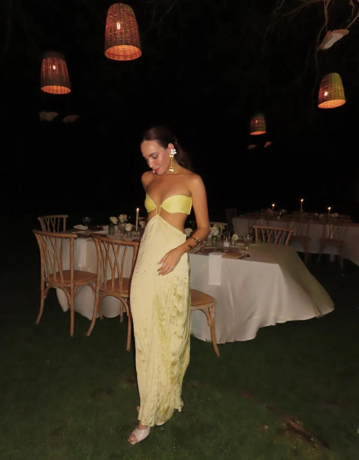 Butter Yellow Two-Piece Lace Maxi Skirt Outfit