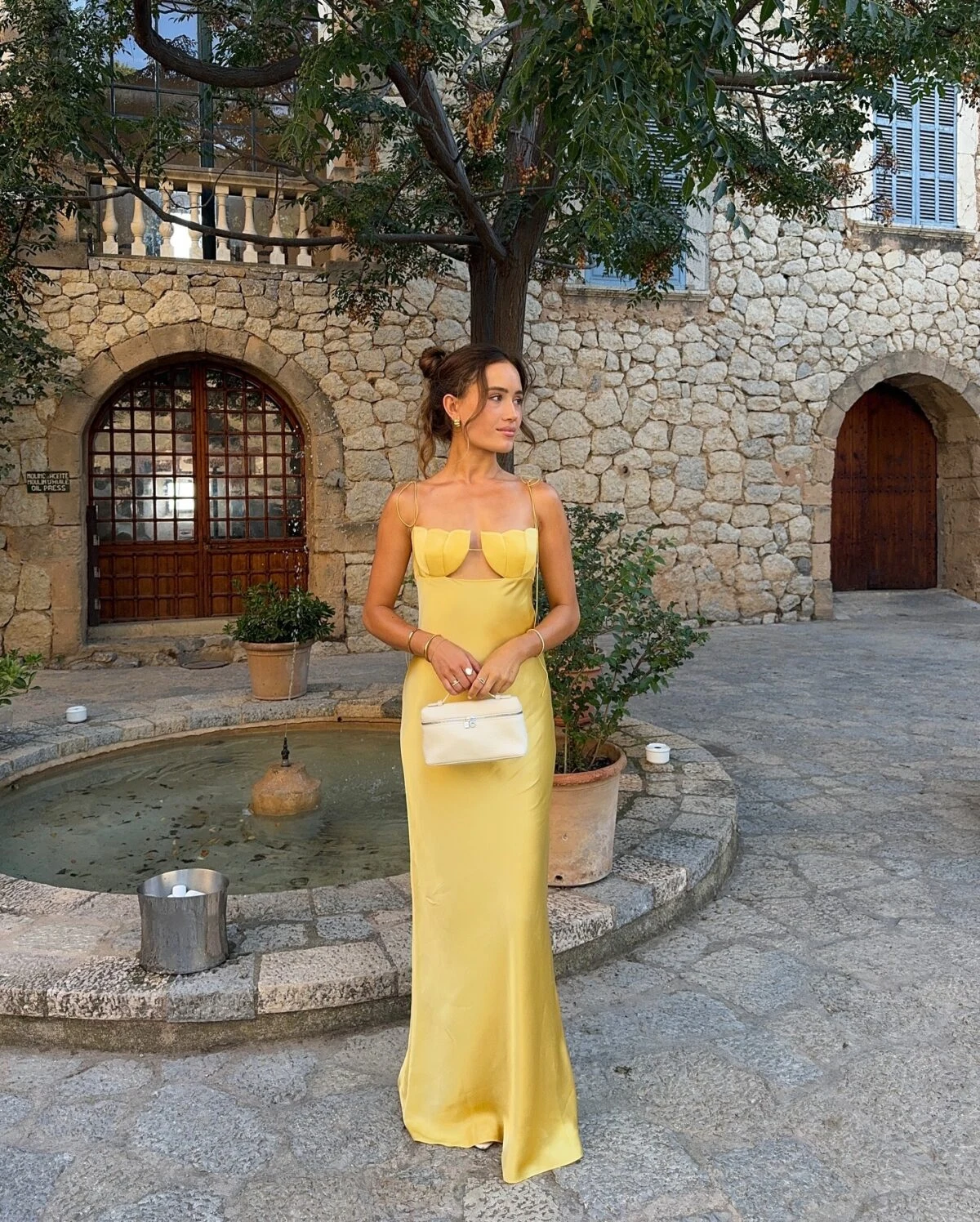 Yellow Satin Slip Dress Outfit for Summer Evening