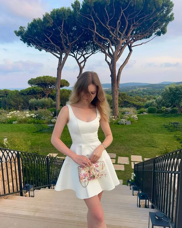 White Fit and Flare Mini Dress Summer Wedding Guest