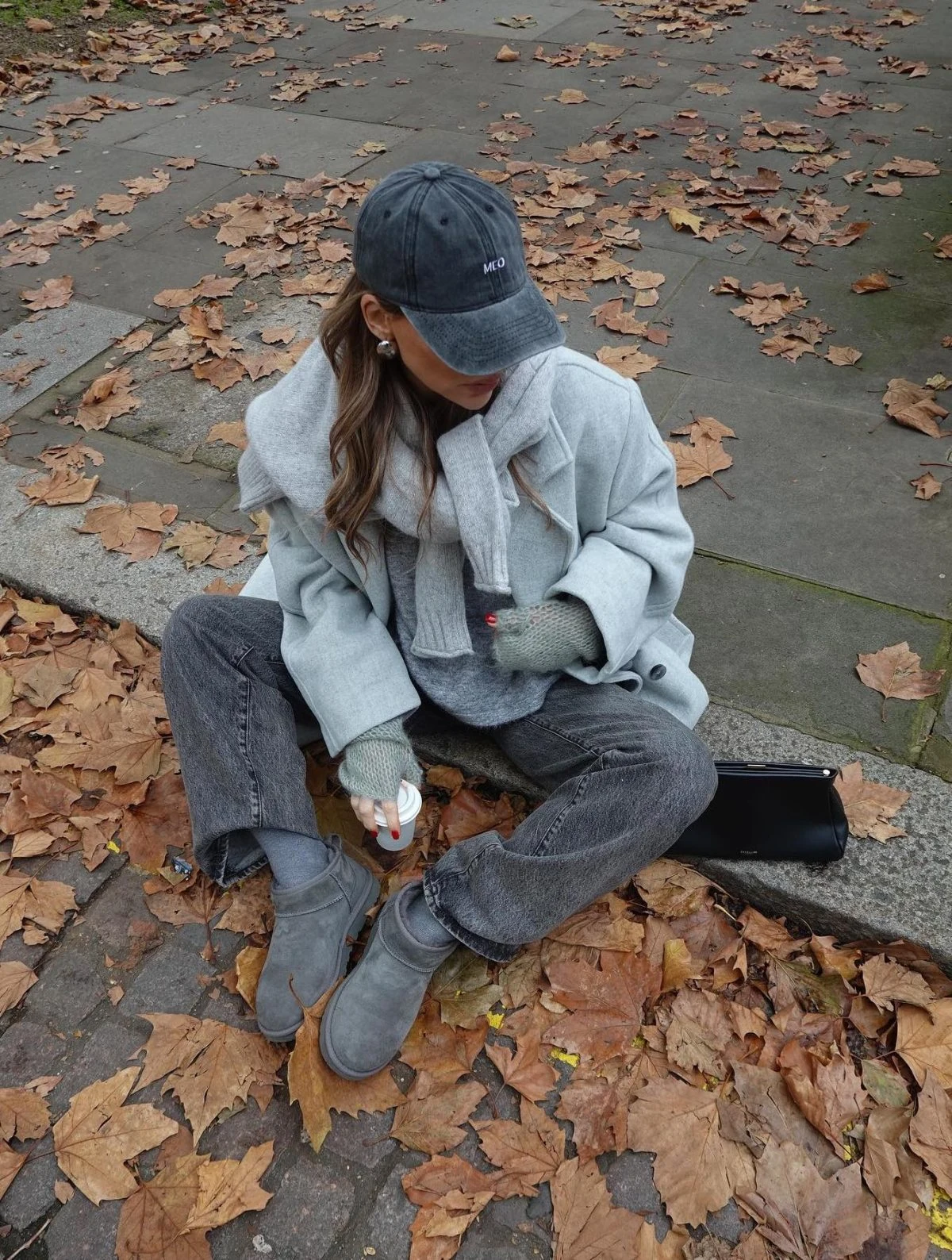 Grey Oversized Shirt Jacket Outfit with Charcoal Jeans