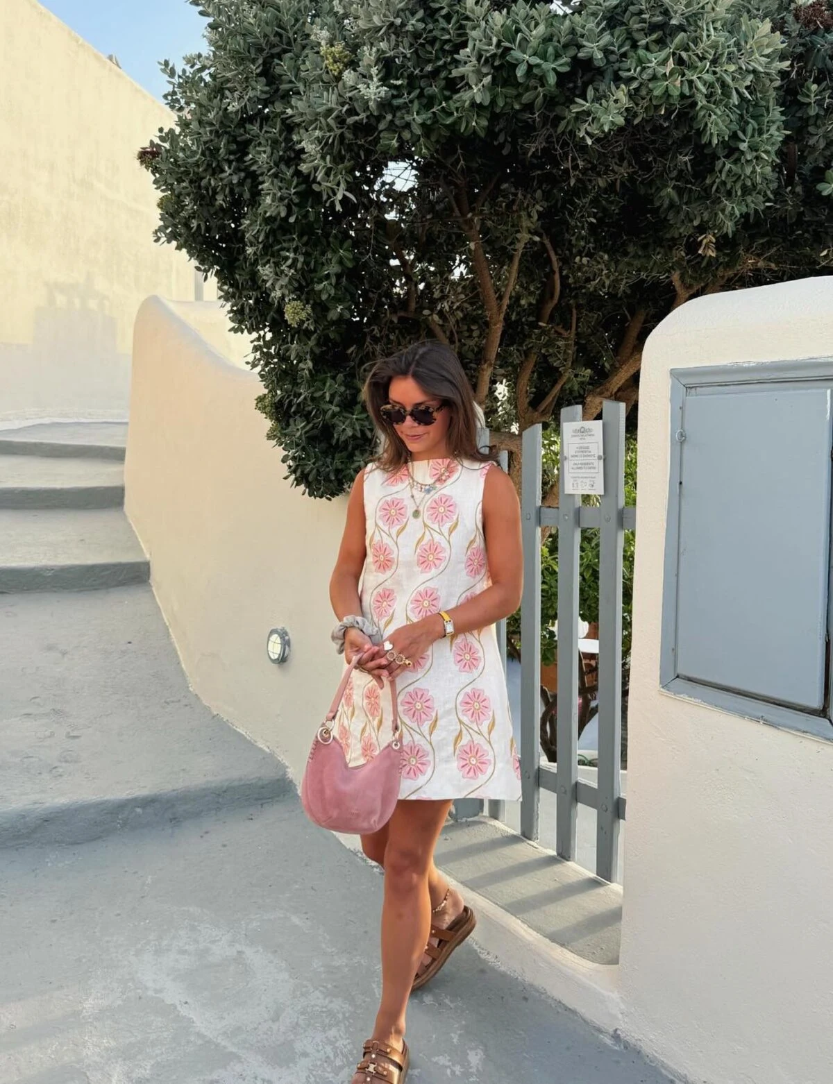 White Floral Embroidered Mini Dress Vacation Outfit